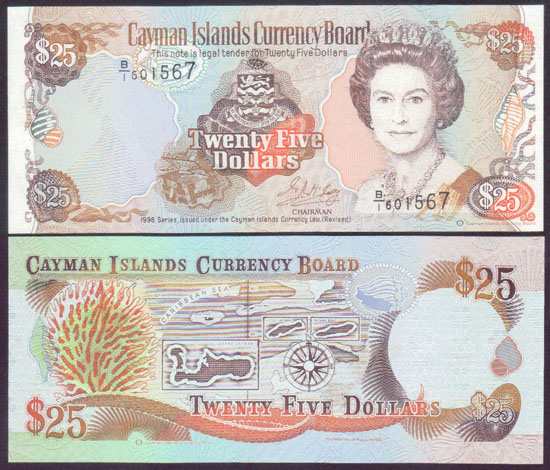 1996 Cayman Islands $25 (Unc)